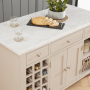 Cheshire Dove Grey Painted Large Kitchen Island with White Carrara Marble Top