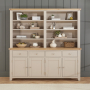 Cheshire Dove Grey Painted Extra Large 4 Door Sideboard with Bookcase Dresser Top