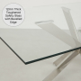 Geo Glass Dining Table with Chrome Legs and 6 Savoy Dark Grey Carver Dining Chairs