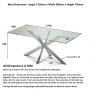Geo Glass Dining Table with Chrome Legs and 6 Savoy Grey Velvet Chairs