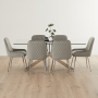 Geo Glass Dining Table with Chrome Legs and 6 Savoy Grey Velvet Chairs