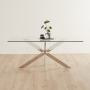 Geo Glass Dining Table with Chrome Legs and 6 Savoy Dark Grey Carver Dining Chairs