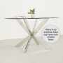 Geo Glass 130cm Round Dining Table with Chrome Legs and 4 Savoy Dark Grey Carver Chairs
