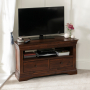 French Hardwood Mahogany Stained Corner TV Unit - Up to 50" TV Size