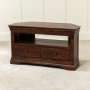 French Hardwood Mahogany Stained Corner TV Unit - Up to 50" TV Size