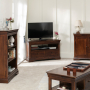 French Hardwood Mahogany Stained Corner TV Unit - Up to 50" TV Size
