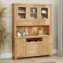 Cheshire Weathered Limed Oak Large Glazed Dresser Sideboard with Wine Rack