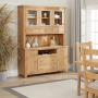 Cheshire Weathered Limed Oak Large Glazed Dresser Sideboard with Wine Rack