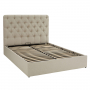 Chesterfield Button 5ft King Size Storage Ottoman Bed - Natural Linen Fabric