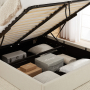 Chesterfield Button 5ft King Size Storage Ottoman Bed - Natural Linen Fabric
