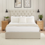Chesterfield Button 5ft King Size Storage Ottoman Bed - Natural Linen Fabric