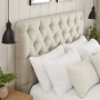 Chesterfield Button 5ft King Size Storage Ottoman Bed - Natural Linen Fabric