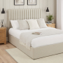 Savoy Fluted 5ft King Size Storage Ottoman Bed - Natural Linen Fabric