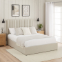 Savoy Fluted 5ft King Size Storage Ottoman Bed - Natural Linen Fabric