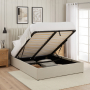 Savoy Fluted 5ft King Size Storage Ottoman Bed - Natural Linen Fabric
