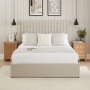 Savoy Fluted 5ft King Size Storage Ottoman Bed - Natural Linen Fabric