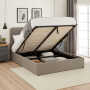 Soho Curved 4ft 6in Double Size Storage Ottoman Bed - Grey Linen Fabric