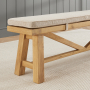 Marbury Classic Oak 2m Trestle Dining Table and 2 Trestle Benches with Cushions