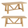 Marbury Classic Oak 2m Trestle Dining Table and 2 Trestle Benches with Cushions