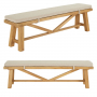 Marbury Classic Oak 2m Trestle Dining Table and 2 Trestle Benches with Cushions