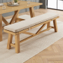 Marbury Classic Oak 2m Trestle Dining Table and 2 Trestle Benches with Cushions