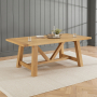 Marbury Classic Oak 2m Trestle Dining Table and 6 Oak Spindle Back Dining Chair Set