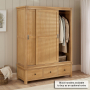 Marbury Oak Large Double Wardrobe with 2 Sliding Doors & 3 Drawers
