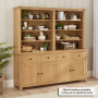 Marbury Oak Extra Large 4 Door Sideboard with Grand Bookcase Dresser Top
