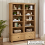 Marbury Oak Extra Large Grand Double Library Bookcase with 2 Drawers