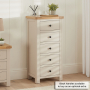 Marbury Putty Grey Painted 5 Drawer Tallboy Narrow Chest