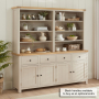 Marbury Putty Grey Painted Extra Large 4 Door Sideboard with Grand Bookcase Dresser Top