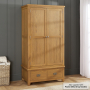Cotswold Rustic Smoked Oak Double 2 Door Wardrobe with 2 Drawers