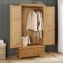 Cotswold Rustic Smoked Oak Double 2 Door Wardrobe with 2 Drawers