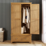 Cotswold Rustic Smoked Oak Double 2 Door Wardrobe with 2 Drawers