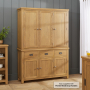 Cotswold Rustic Smoked Oak Triple Kitchen Larder Pantry Cupboard