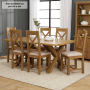 Cotswold Rustic Smoked Oak Cross Back Dining Chair with Natural Fabric Seat