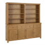 Cotswold Rustic Smoked Oak Extra Large 4 Door Sideboard with Bookcase Dresser Top
