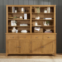 Cotswold Rustic Smoked Oak Extra Large 4 Door Sideboard with Bookcase Dresser Top