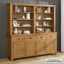 Cotswold Rustic Smoked Oak Extra Large 4 Door Sideboard with Bookcase Dresser Top
