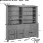 Cotswold Rustic Smoked Oak Extra Large 4 Door Sideboard with Bookcase Dresser Top