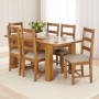 Rustic Oak Medium Extending Dining Table + 6 Ladder Back Chairs
