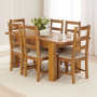 Rustic Oak Medium Extending Dining Table + 6 Ladder Back Chairs