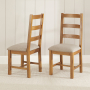 Rustic Oak Medium Extending Dining Table + 6 Ladder Back Chairs