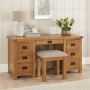 Rustic Oak Double Pedestal Dressing Table and Stool Set