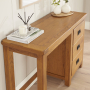 Rustic Oak Pedestal Dressing Table Mirror and Stool Set