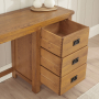 Rustic Oak Pedestal Dressing Table Mirror and Stool Set