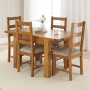 Rustic Oak Small Extending Dining Table + 4 Dining Chair Set