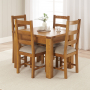 Rustic Oak Small Extending Dining Table + 4 Dining Chair Set