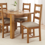 Rustic Oak Small Extending Dining Table + 4 Dining Chair Set