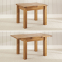 Rustic Oak Small Extending Dining Table + 4 Dining Chair Set